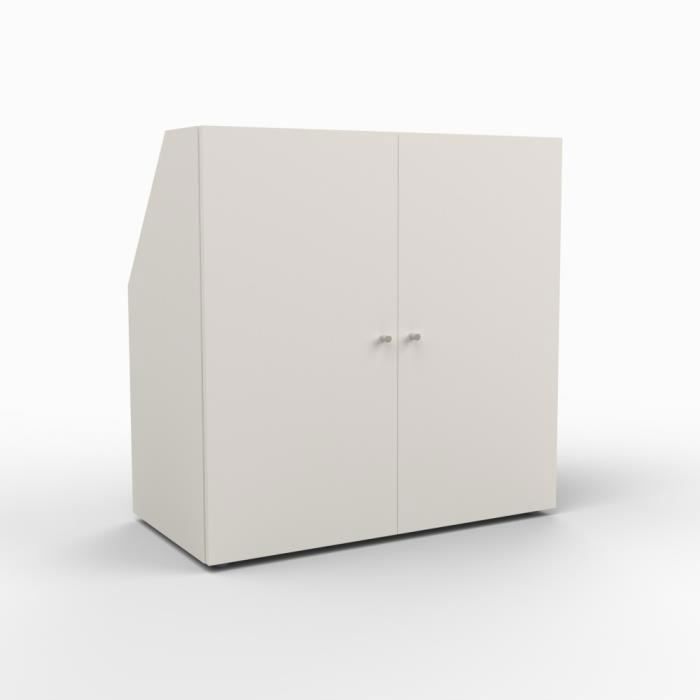 Storage unit under a sloping ceiling with 2 doors, white - H. 100 x W. 51.8 x D. 100 cm