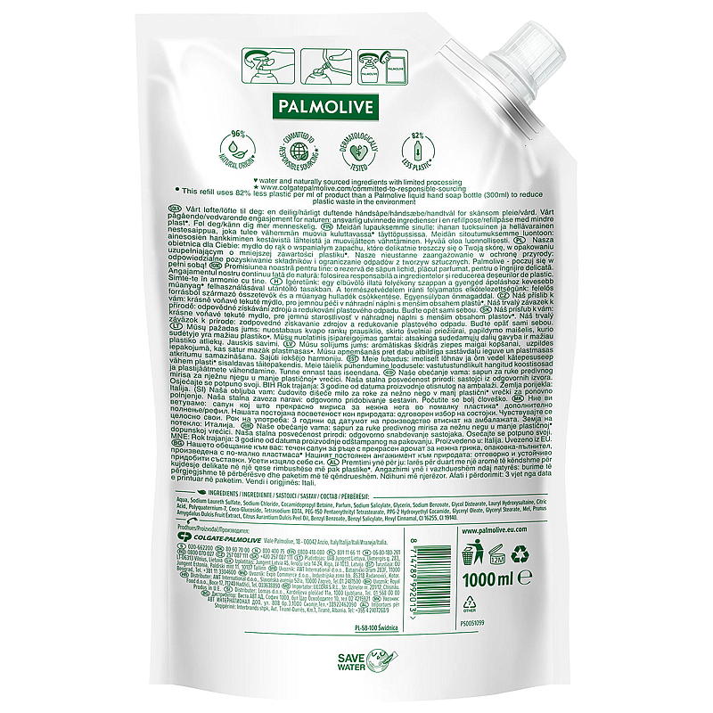 Palmolive käsisaippuan täyttöpakkaus 1000 ml Maito ja hunaja Palmolive
