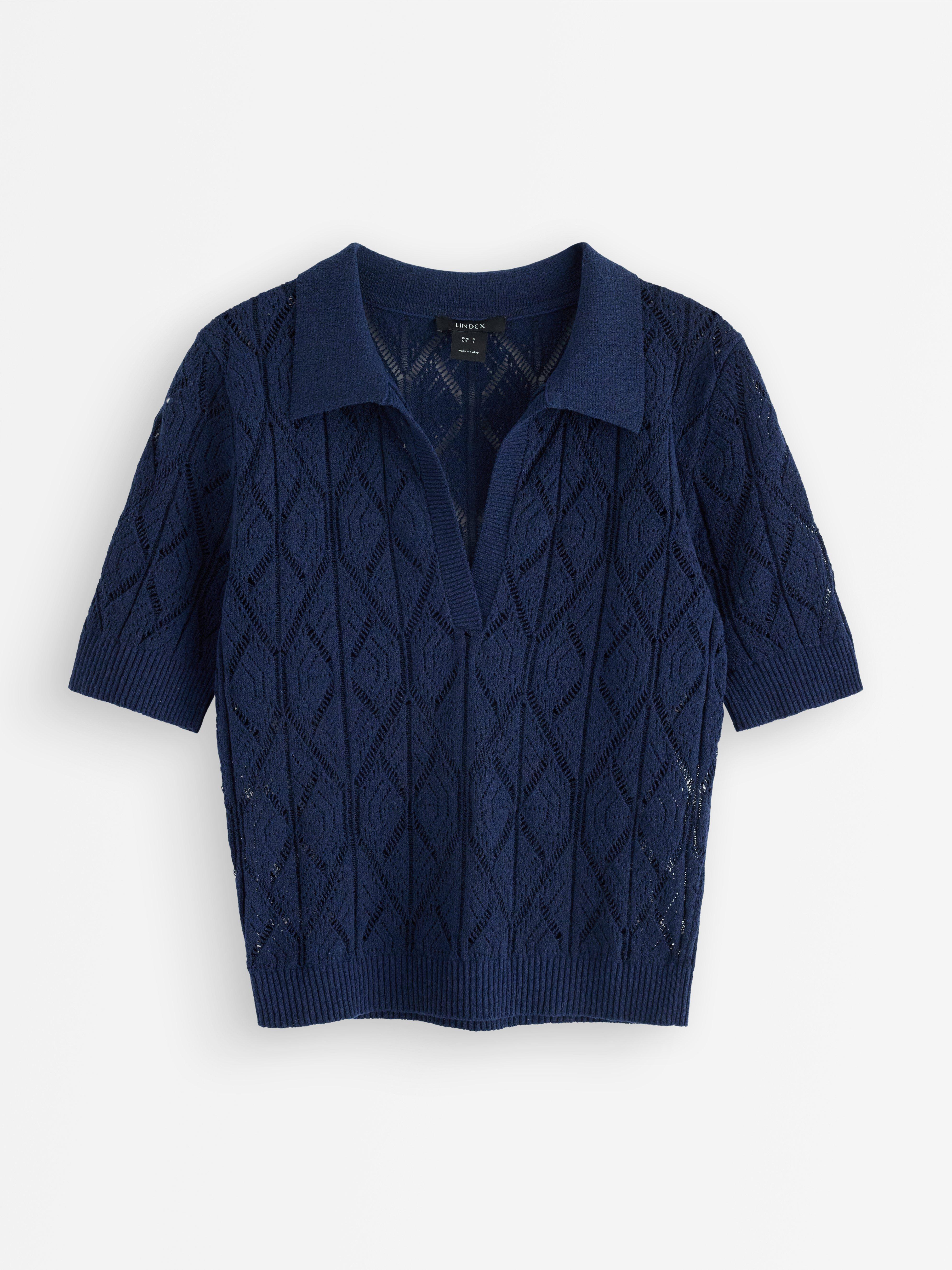 Mönsterstickad topp blue