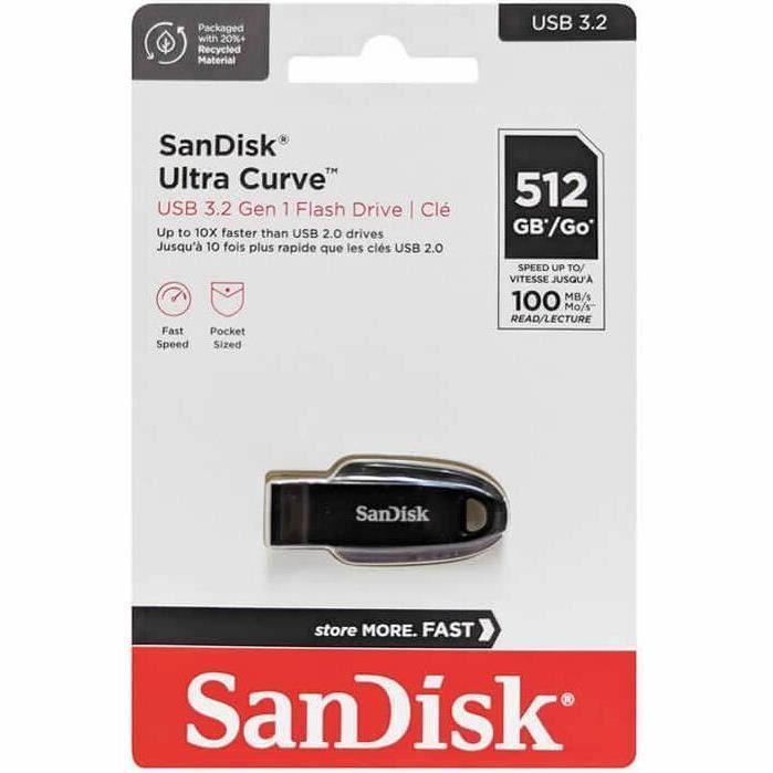 Chiavetta USB - SanDisk - Ultra Curve - 512 GB - USB 3.2 Gen1 - 100 MB/s
