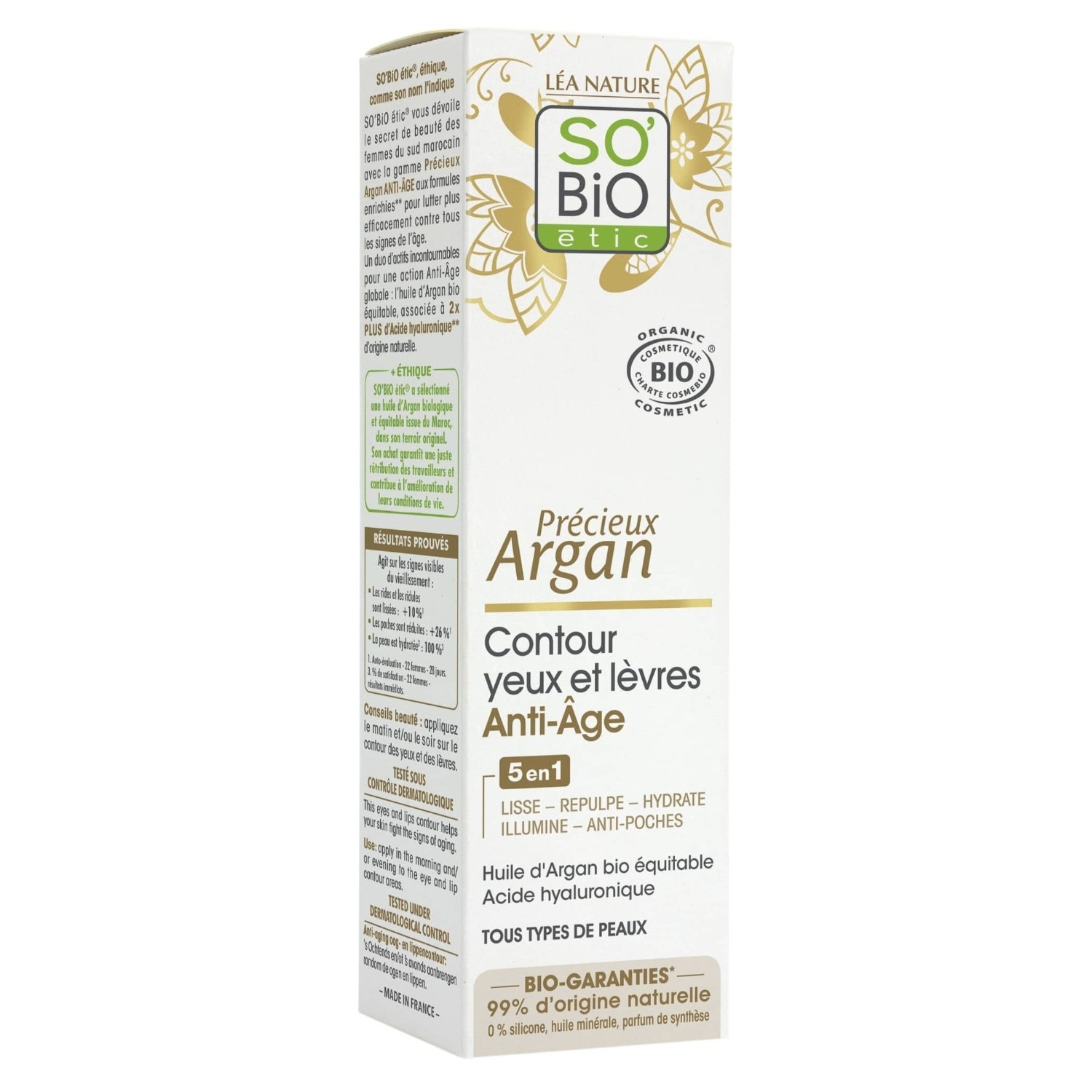 SO BiO étic Contour yeux et lèvres Anti-Âge, Précieux Argan