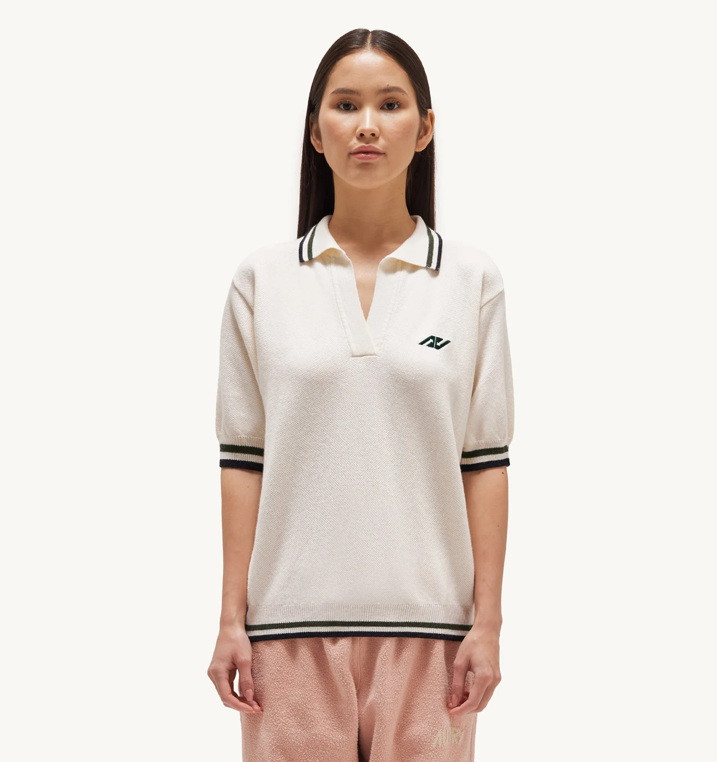 TRICOU POLO TRICOTAT DIN LÂNĂ ȘI BUMBAC COLORAN