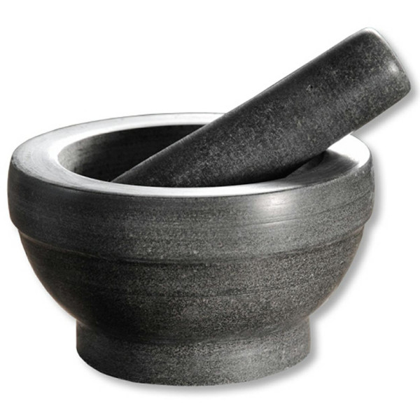 Moździerz granitowy z tłuczkiem 16x8,5 cm szary do mielenia przypraw ziół