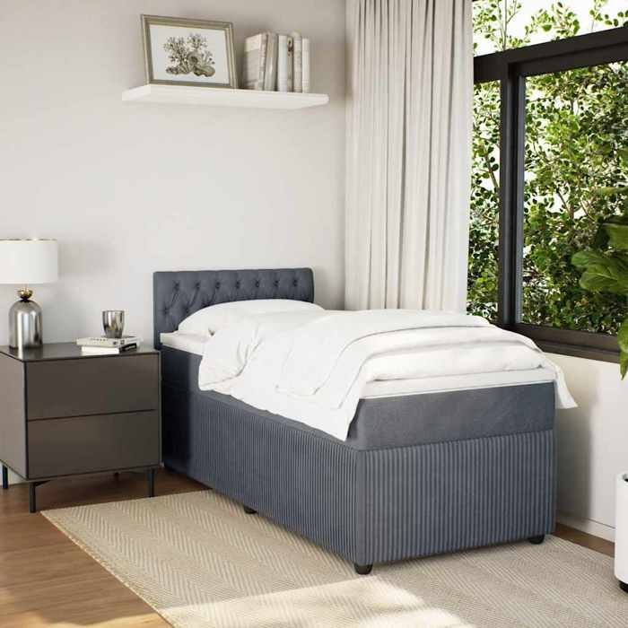Bedframe met matras - Maison Exclusive - 90x200 cm - Donkergrijs fluweel - Maximale ontspanning