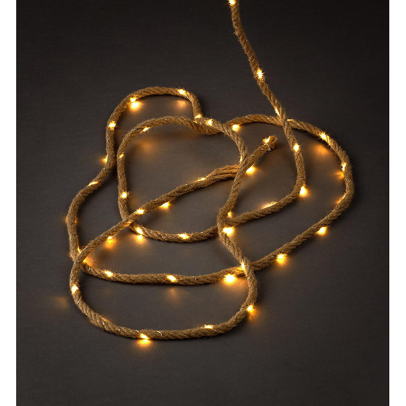 Cuerda de cáñamo para el hogar de 4,5 m, con 60 luces LED.