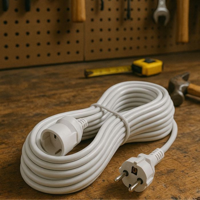 Cable de extensión de 10 m – 3500 W 220-240 V | Blanco para interiores