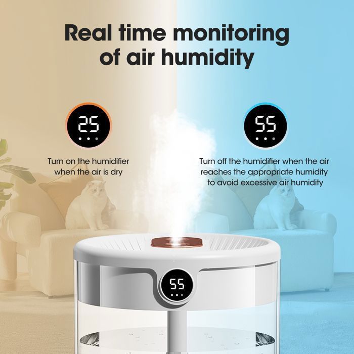 Humidificador de aire, humidificador duradero de 2 litros para dormitorio, oficina, difusor de plantas, blanco