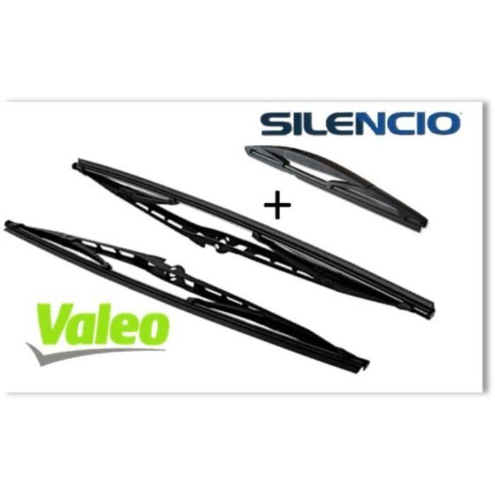 Juego de 3 escobillas limpiaparabrisas delanteras/traseras para Alfa Romeo 145 desde junio de 1996 hasta octubre de 2000 - Valeo Silencio