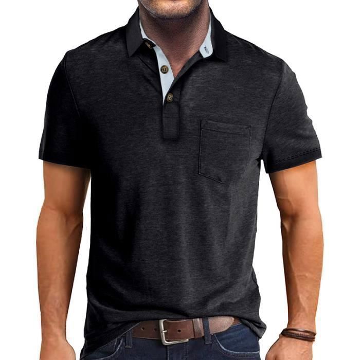 Polo negro para hombre - Cómodo e informal - Tallas grandes