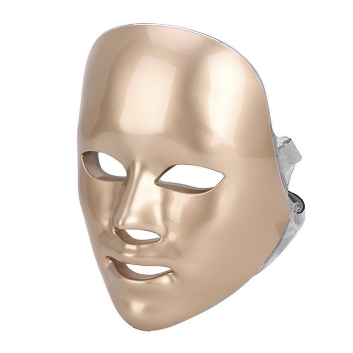 DAM Siebenfarbige Photonik-LED-Maske. Gesichtspflege, Anti-Aging, Hautverjüngung. 19 x 13 x 23 cm. Farbe: Gold