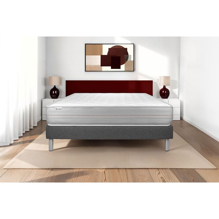 Mattress and Bed Base Set 90x200 cm - Grey Bed Base (pre-assembled) - Vitalmemo