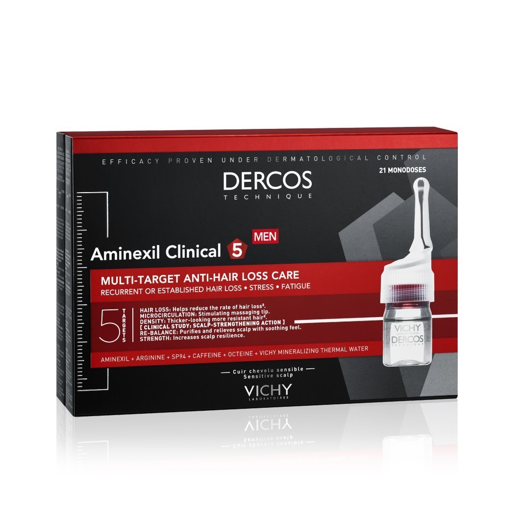 Vichy plaukų serumas „Dercos Clinical 5“ daugiafunkcinė priemonė nuo plaukų slinkimo – 1 vnt.