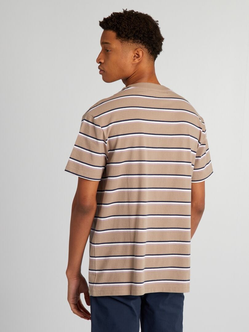 Gestreept jersey T-shirt voor mensen langer dan 190 cm - GEEL