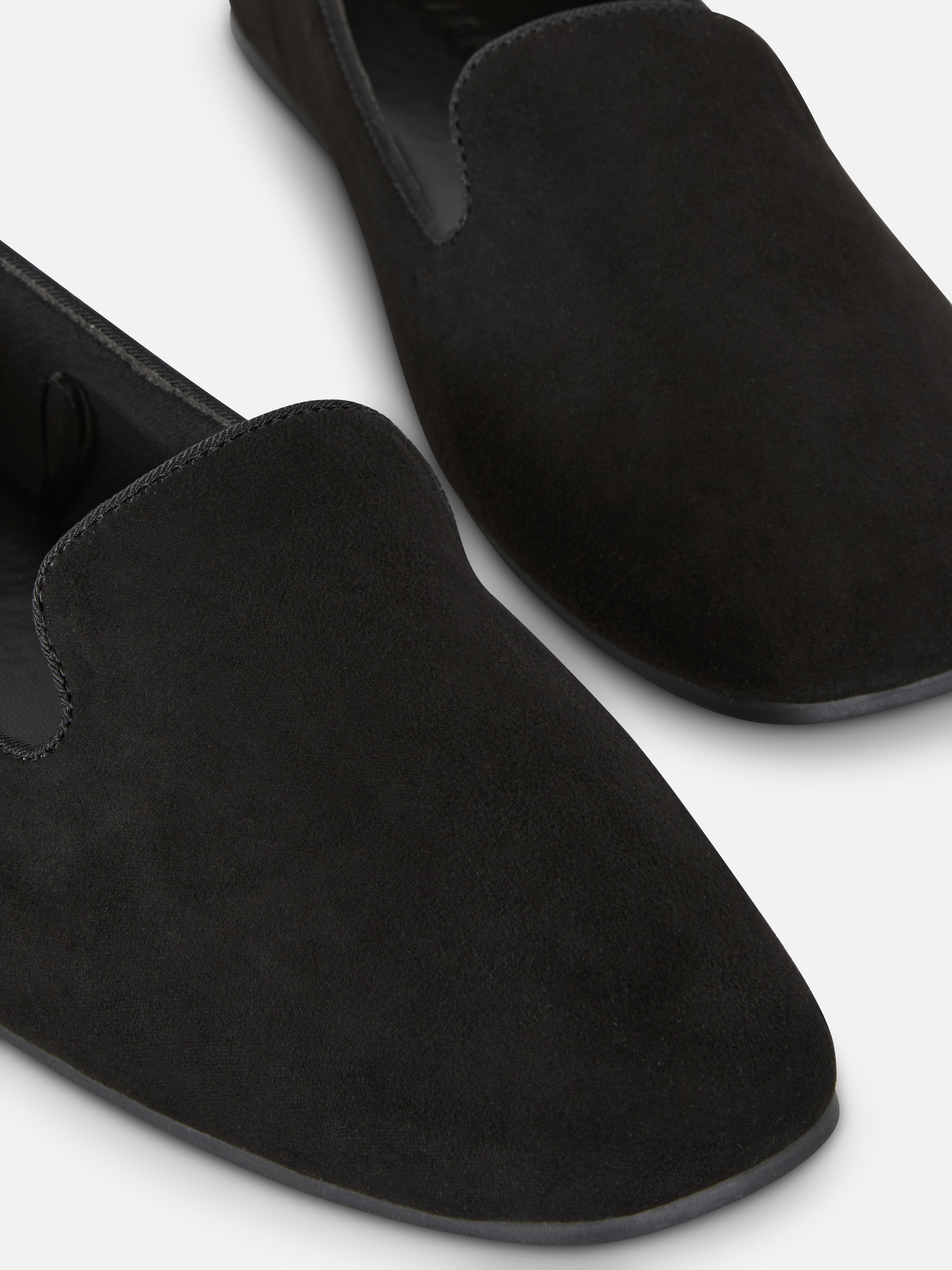 Pantofi cu toc plat din piele întoarsă Pantofi cu toc plat, vârf pătrat și model slip-on