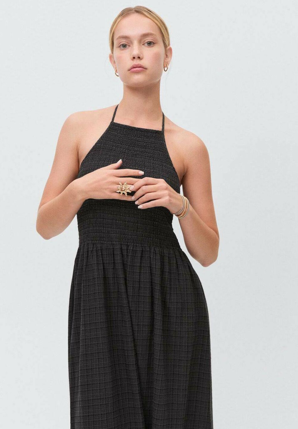 Vestido longo de alcinha da Mango Kids para adolescentes - preto
