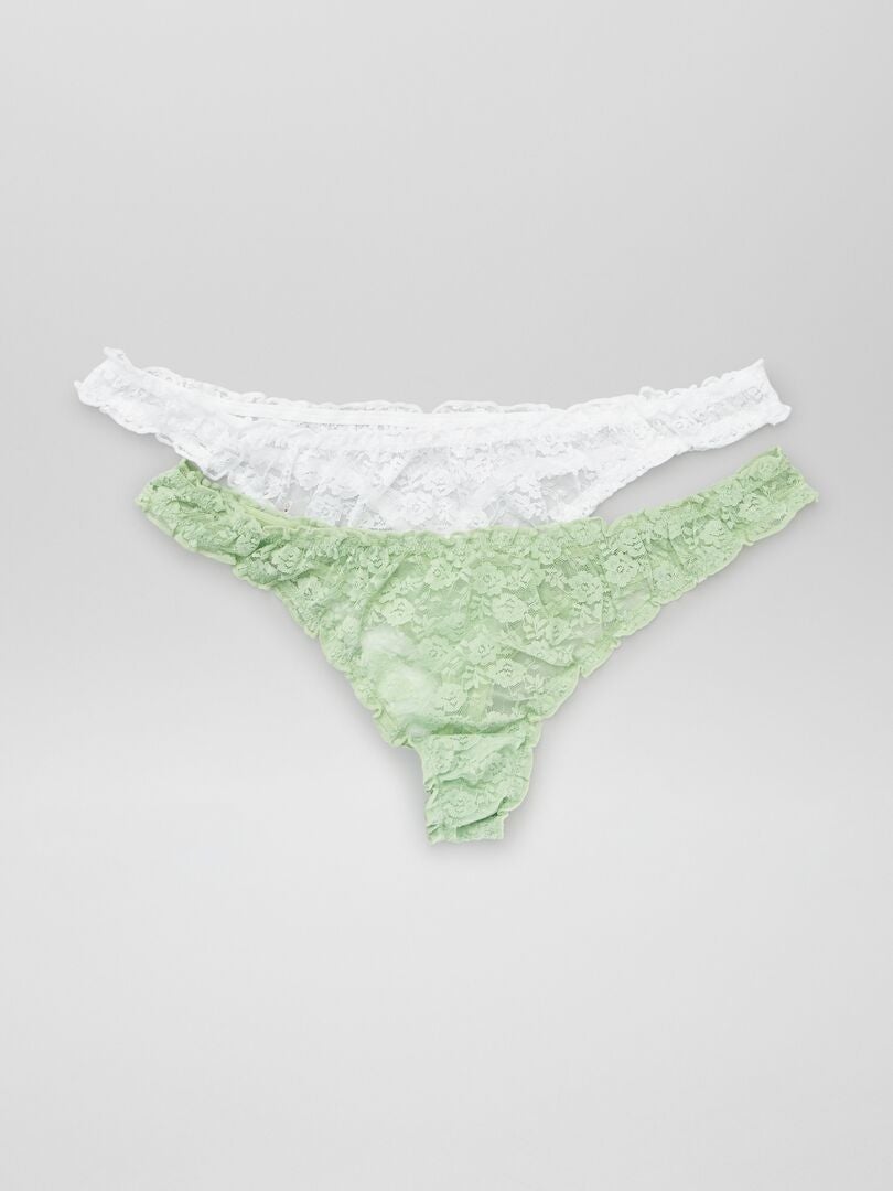 Conjunto de 2 calcinhas fio dental de renda - verde íris