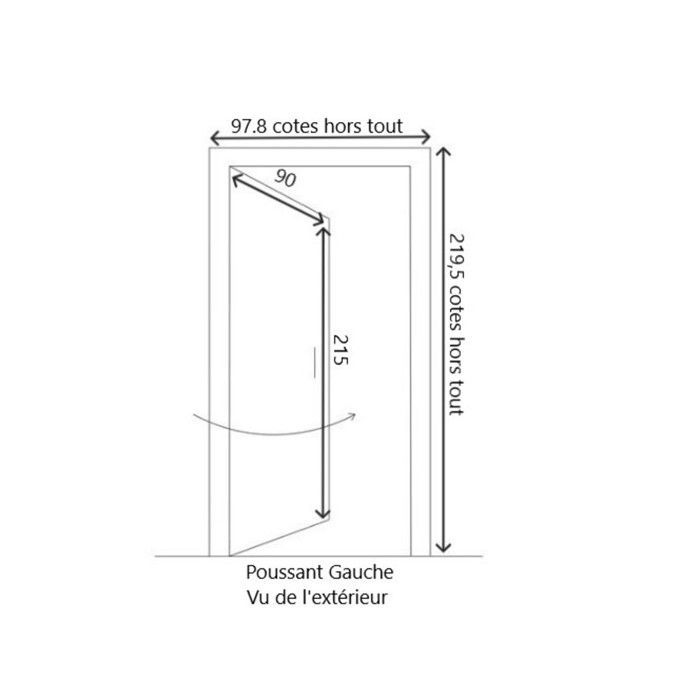 Puerta de entrada acristalada de madera Elma, 215 cm de alto x 90 cm de ancho, lado izquierdo