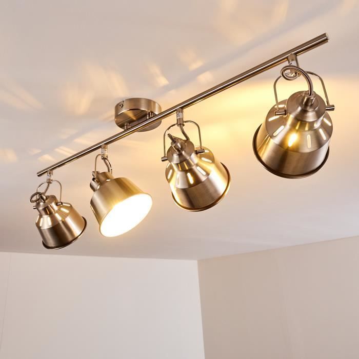 Plafondlamp - HOFSTEIN - Safari - Geborsteld chroom metaal - 4 verstelbare spotjes - E14 max. 40W