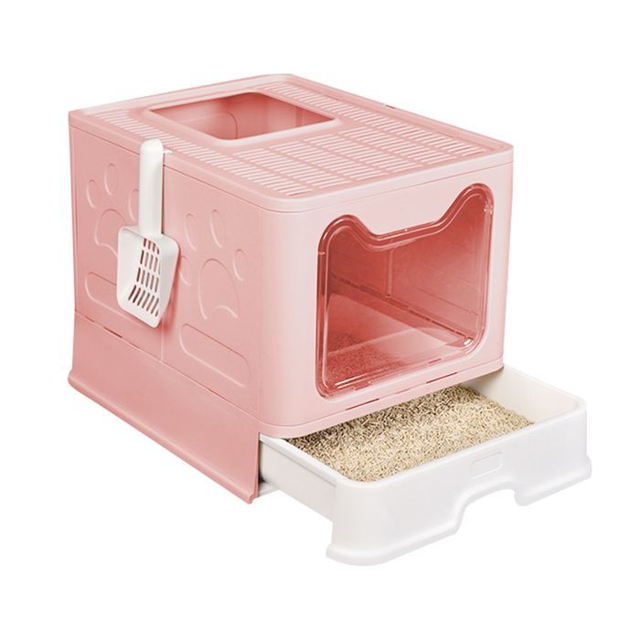 SUPFINE Lettiera per gatti chiusa - Toilette pieghevole per gatti - 41×51×38 cm - 2 sportelli - con coperchio e cassetto