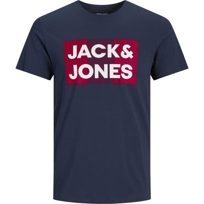 Camiseta de manga corta con cuello redondo azul marino para hombre de JACK & JONES