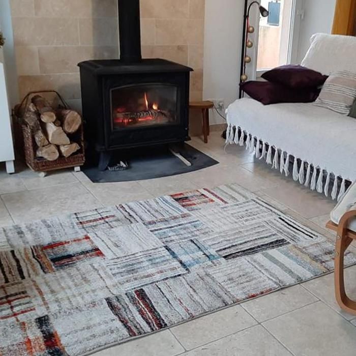 Tapis berbère 80x150 tissé motifs tribaux LYN8 MARO beige