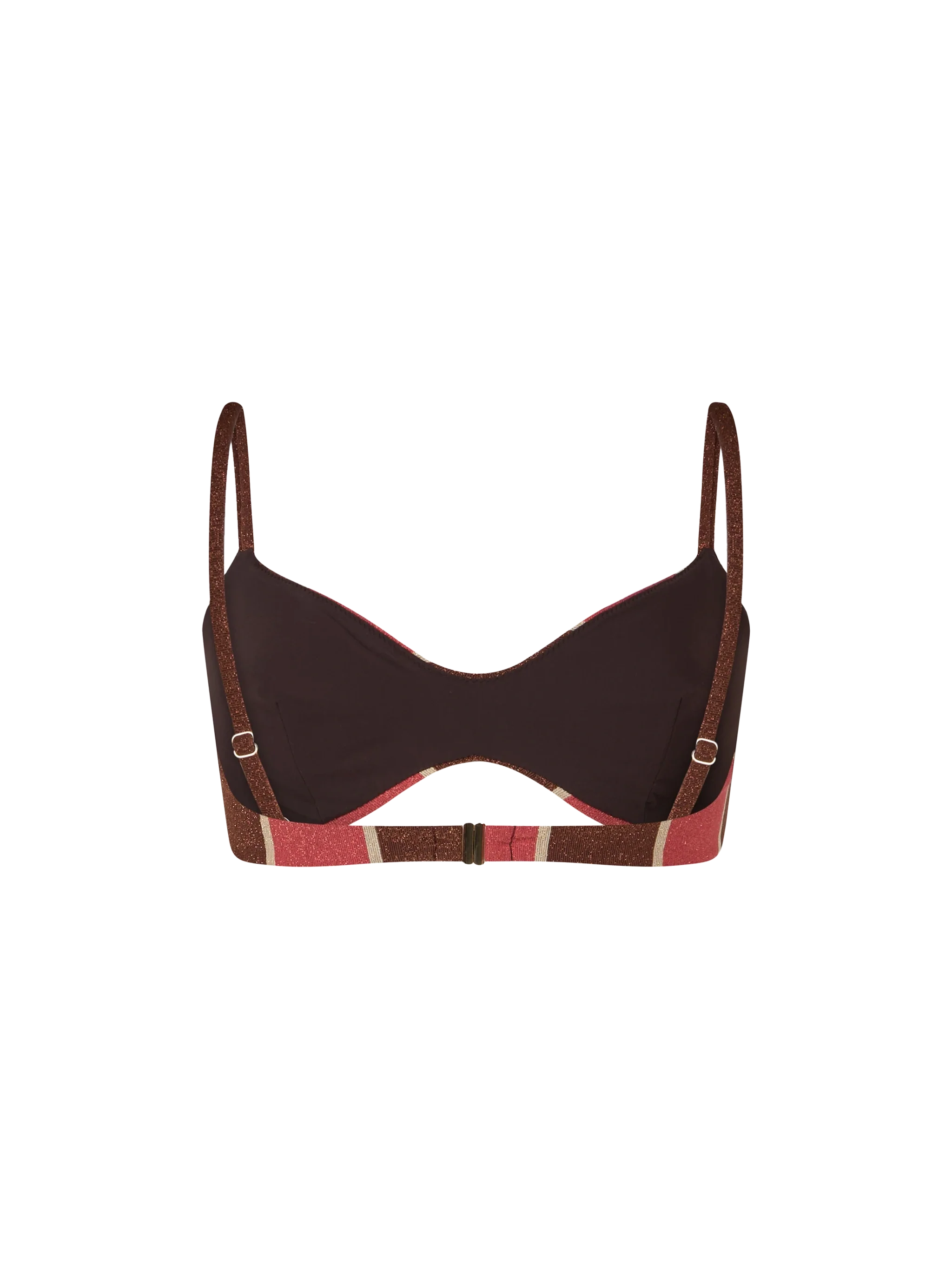 Top de playa tipo bralette de cuello redondo con rayas de lúrex para mujer