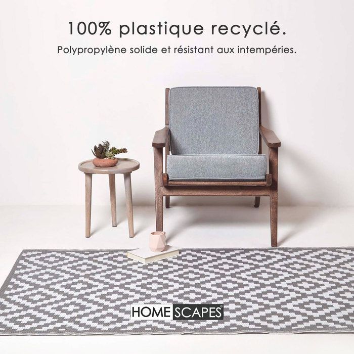 Waterdicht, omkeerbaar en UV-bestendig tuinkleed voor buiten - Zoe - 180 x 270 cm - Grijs - Gerecyclede materialen - Homescapes
