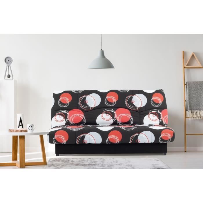 Banquette clic-clac - 3 places - Planète Noir - 190 x 90 x 92 cm - PIXIE