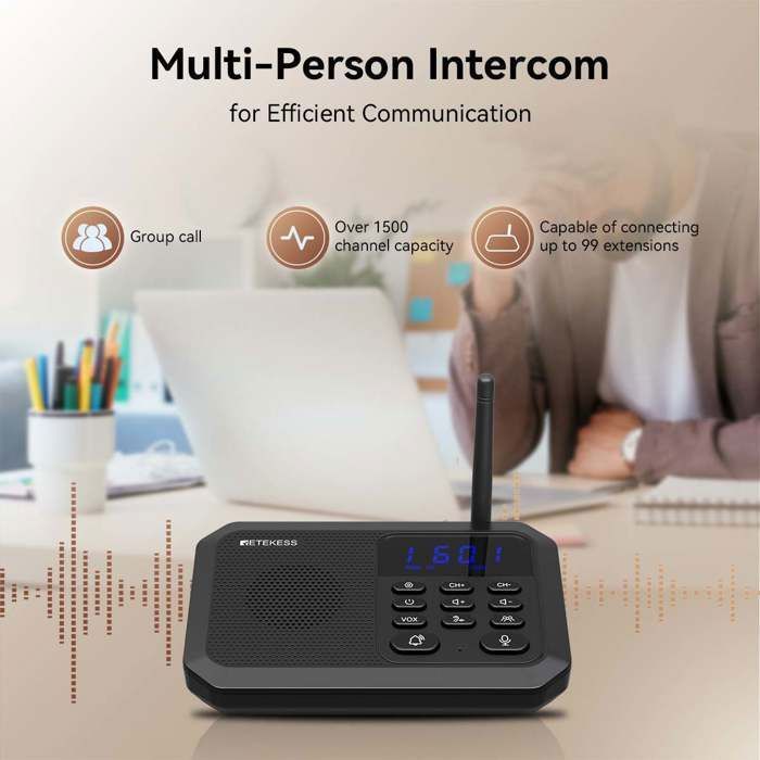 Retekess TH201 Long Range Wireless Two-Way Intercom (1600 m) for Businesses, Offices, Hotels and Homes