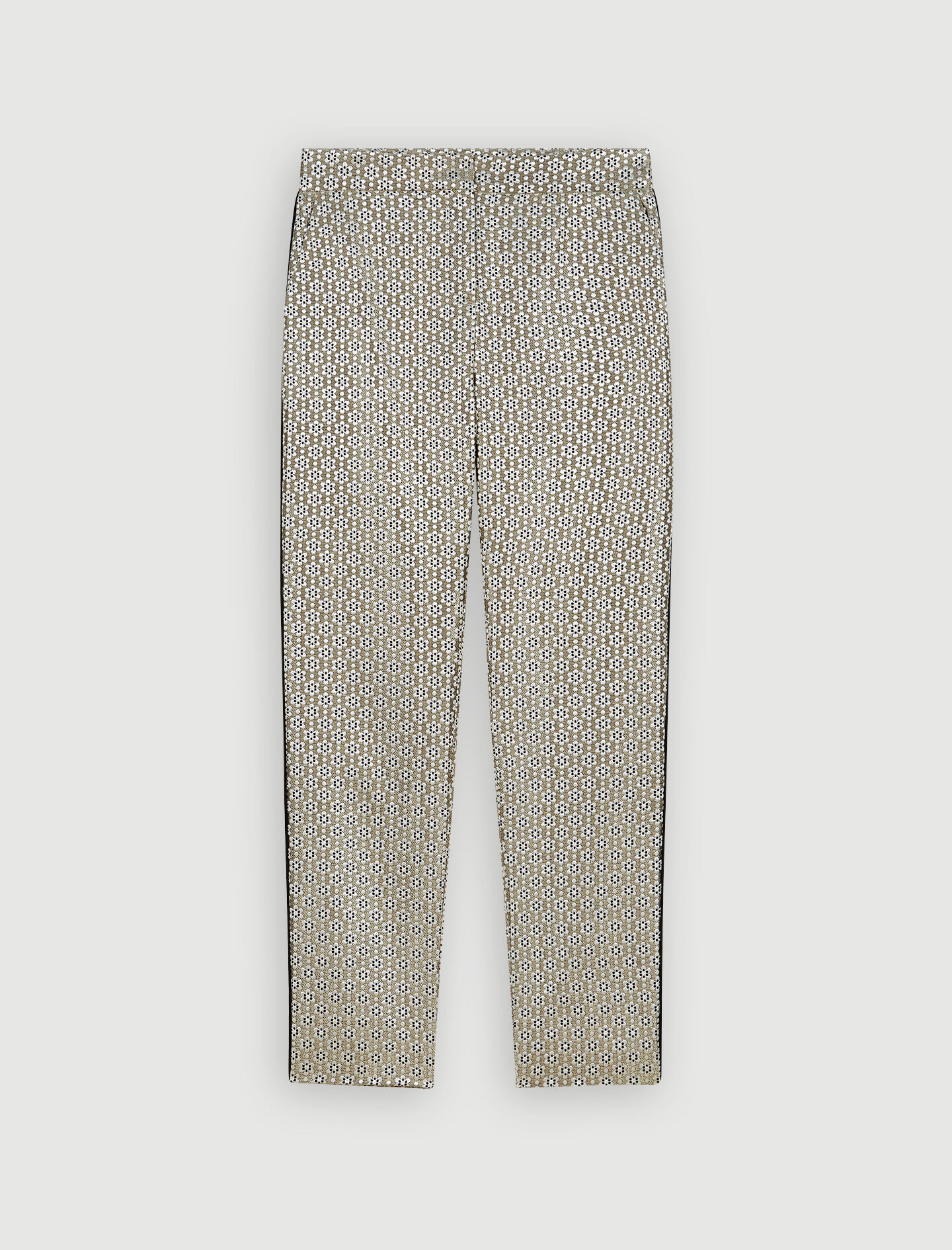 Pantaloni jacquard lurex-argintiu