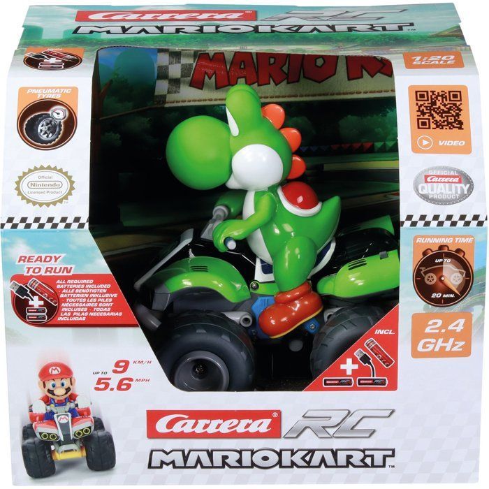 Yoshi Quad op afstand bestuurbare auto, 2,4 GHz, schaal 1:20, CARRERA Mario Kart™, geschikt voor kinderen vanaf 6 jaar.