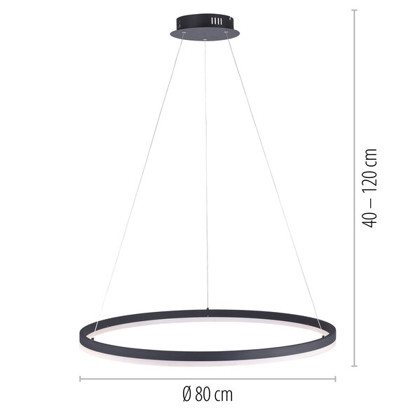 LED-Pendelleuchte Titus, Ø 80 cm, anthrazit