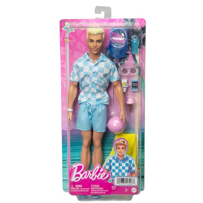 Barbie®-Ken® Plage-Poupée blonde short de bain et accessoires de plage HPL74