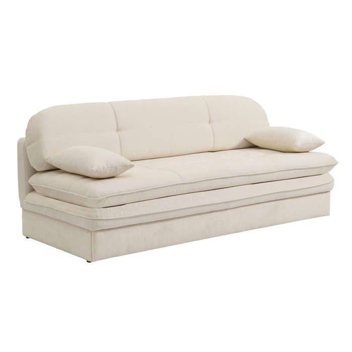 Sofá convertible de 3 plazas CILA en tela beige.