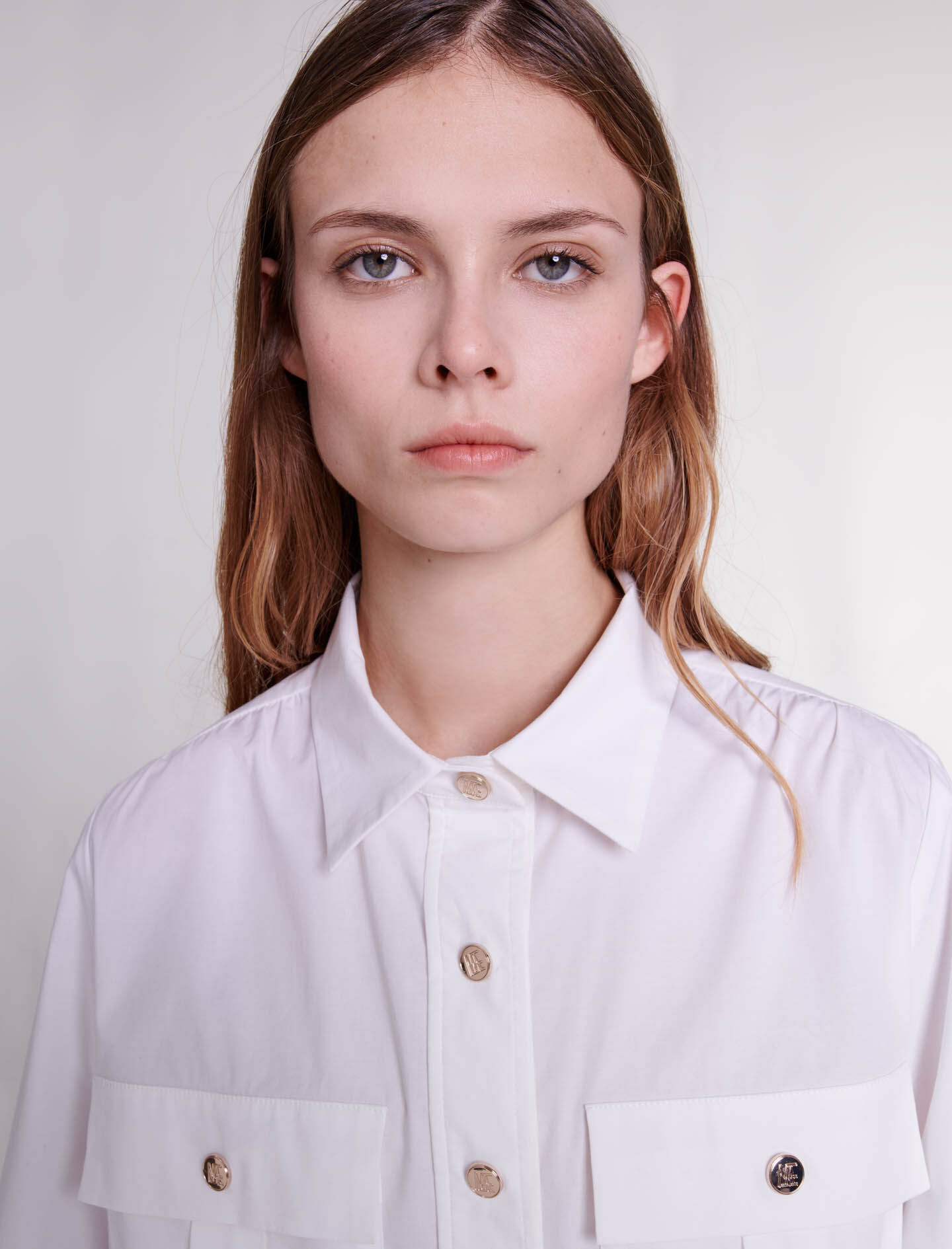 Kort katoenen shirt - Wit