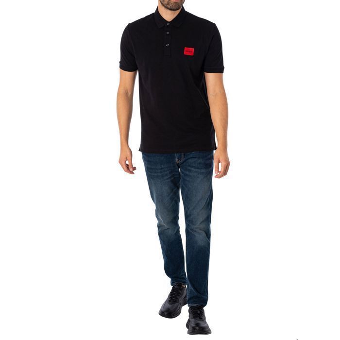 Men's Polo Shirt - HUGO by HUGO BOSS - Slim Fit - Black - Short Sleeves - Polo Collar