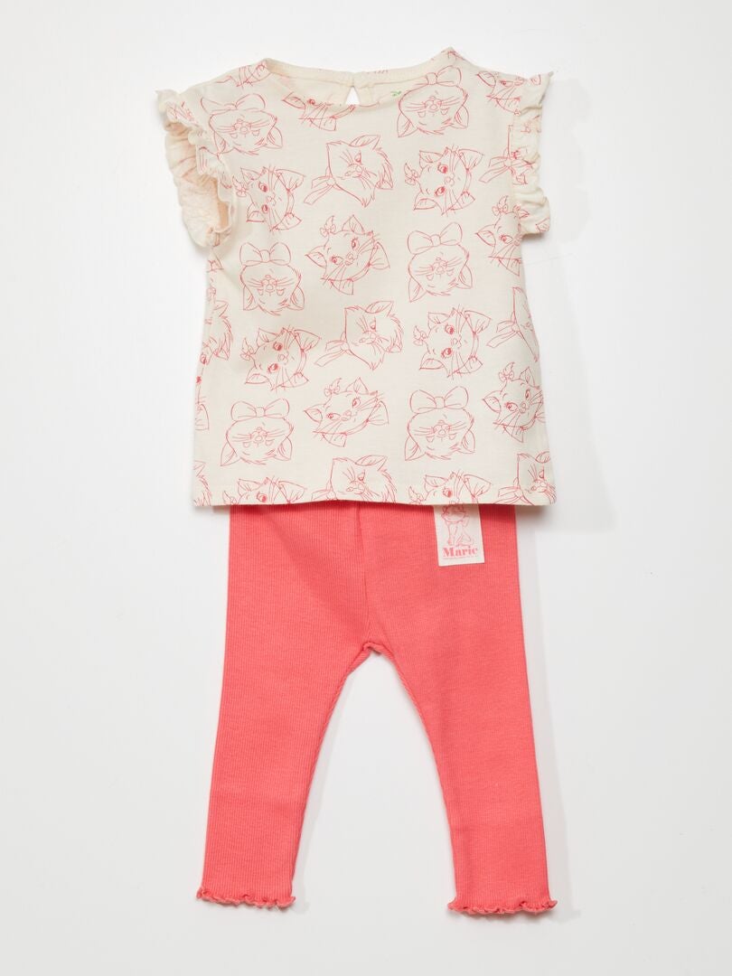 Conjunto de camiseta e leggings 'Aristocats' - BRANCO