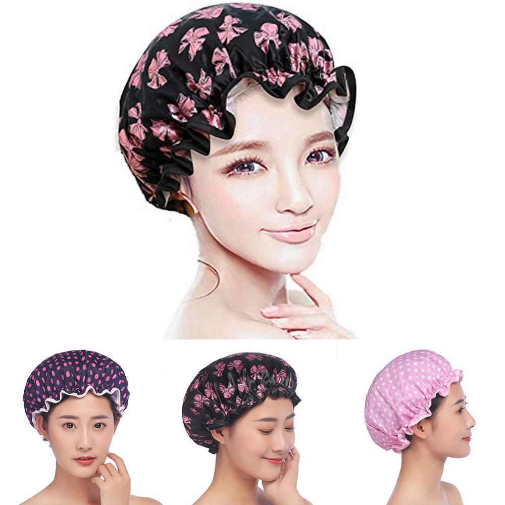Gorros de ducha impermeables con lunares para mujer, doble capa, gorro para el cabello, ideal para el baño, la cocina, el spa, el maquillaje y como accesorio de moda. Artículos de baño.