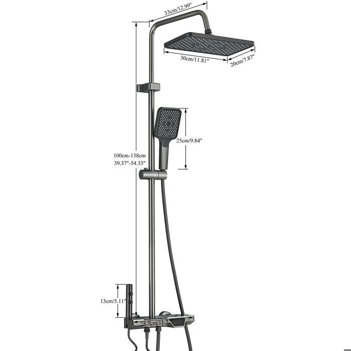 Columna de ducha LED, conjunto de ducha de acero inoxidable con cabezal de ducha gris de 4 funciones.