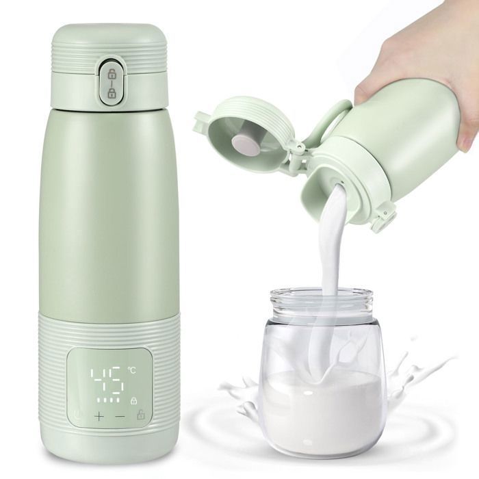 Scaldabiberon portatile, scaldabagno da auto da 500 ml, scaldapappa per neonati con controllo della temperatura per i viaggi (Etichetta)