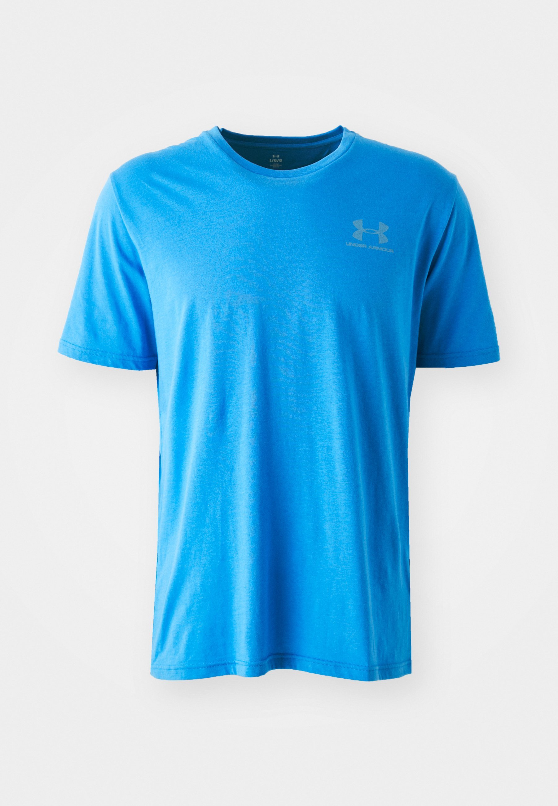 Koszulka z nadrukiem Under Armour z logo na lewej piersi – niebieski Atlantis/niebieski spokój