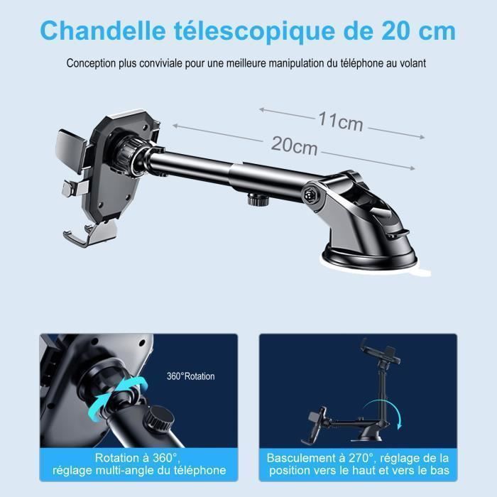 Phone holder - BRILLSTEN - M4 - 360° rotation - Suction cup and vent - Flexible attachment