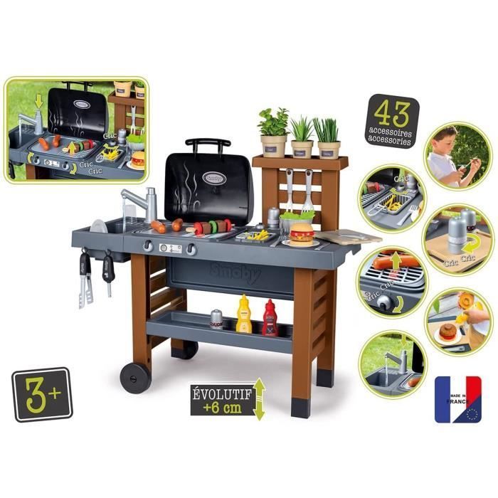 Smoby Convertible Outdoor Kitchen - Grill and Griddle - 40 Accessories