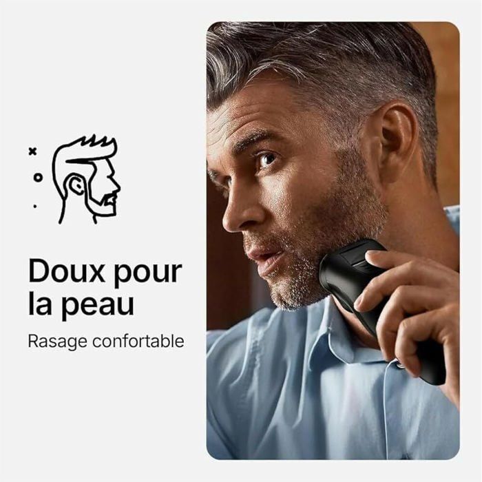 Men's electric shaver with LCD screen, IPX7 waterproof rating, 4D floating head, suitable for sensitive skin (black).