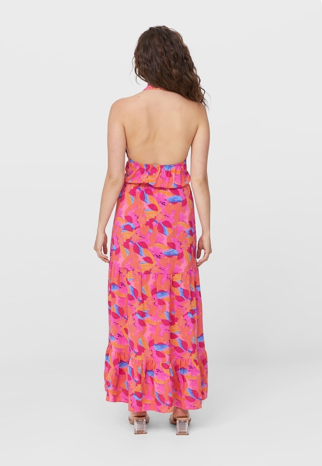 Robe longue Stradivarius - rose moucheté