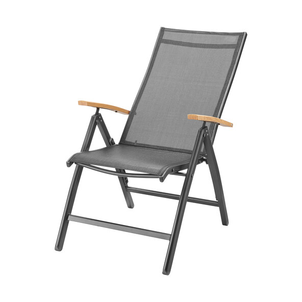 Fotoliu pliabil din aluminiu cu aspect de lemn, set de 2