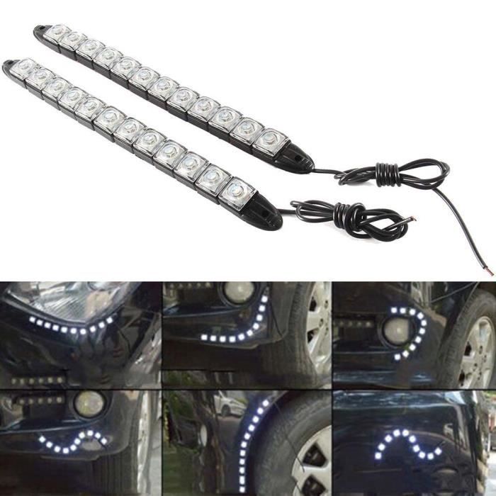 SURENHAP® 2 pezzi Luci diurne a LED DRL universali per auto, 12 LED, flessibili, fendinebbia, luci diurne