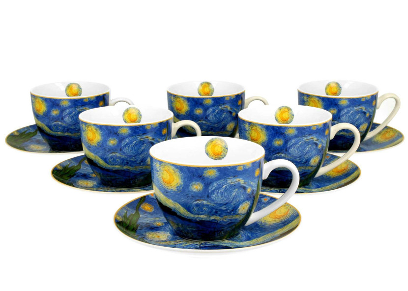 Zestaw 6 filiżanek Van Gogh Starry Night 250 ml do Kawy Herbaty