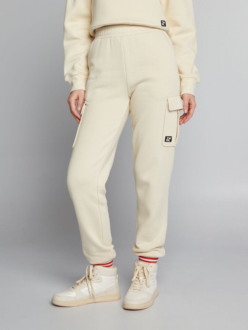 Fleece joggingbroek - BEIGE