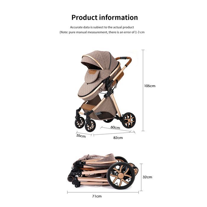 Sistema di viaggio/passeggino 3 in 1 ALYIKOU per bambini da 0 a 3 anni - LV9 - Seggiolino auto - Posizione reclinabile - Marsupio - Cioccolato